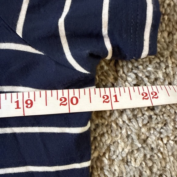 Matty M Women's Blue/White Strip V-Neck Tie Front Side Size XL - Picture 3 of 6